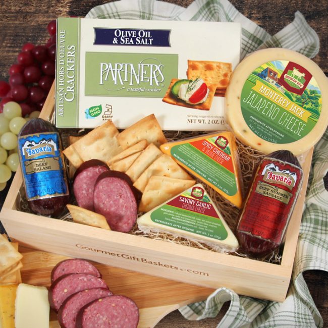 Gourmet Gift Baskets - Mountain View Cheese Co Packaging in Tray